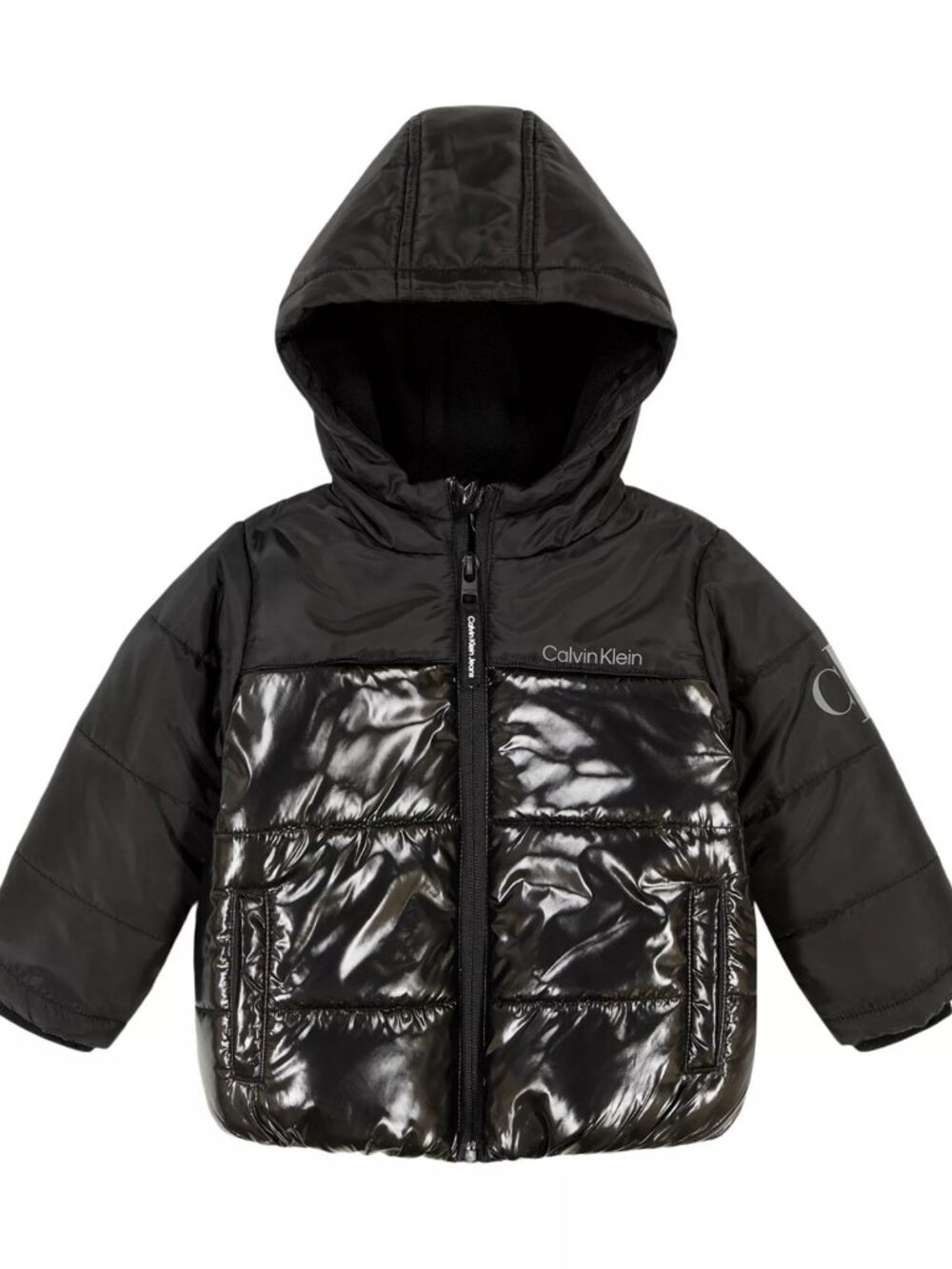 Calvin Klein Baby Boys CKJ Shiny Blocked Bubble Jacket 12 months Black Puffer
